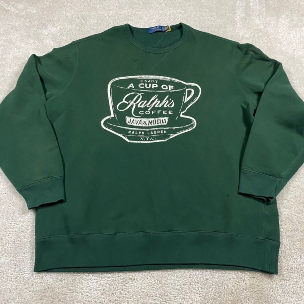 Polo Ralph Lauren Sweatshirt Mens XXL Ralphs Coffee Green Java Mocha NYC